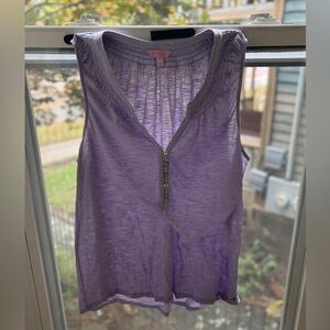 Lilly Pulitzer Sleeveless Henley Tank Top – Light Purple Gold Buttons (Size xl)